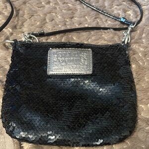 Coach Shimmering Black Sequin Crossbody Bag coach poppy bag